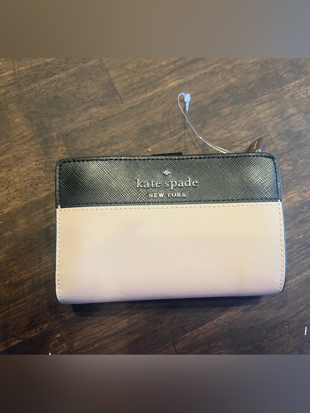 kate spade Two-Tone Black and Beige Zip Wallet